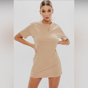 Missguided T-SHIRT Dress Corset in Size 2 Beige Cream Tan